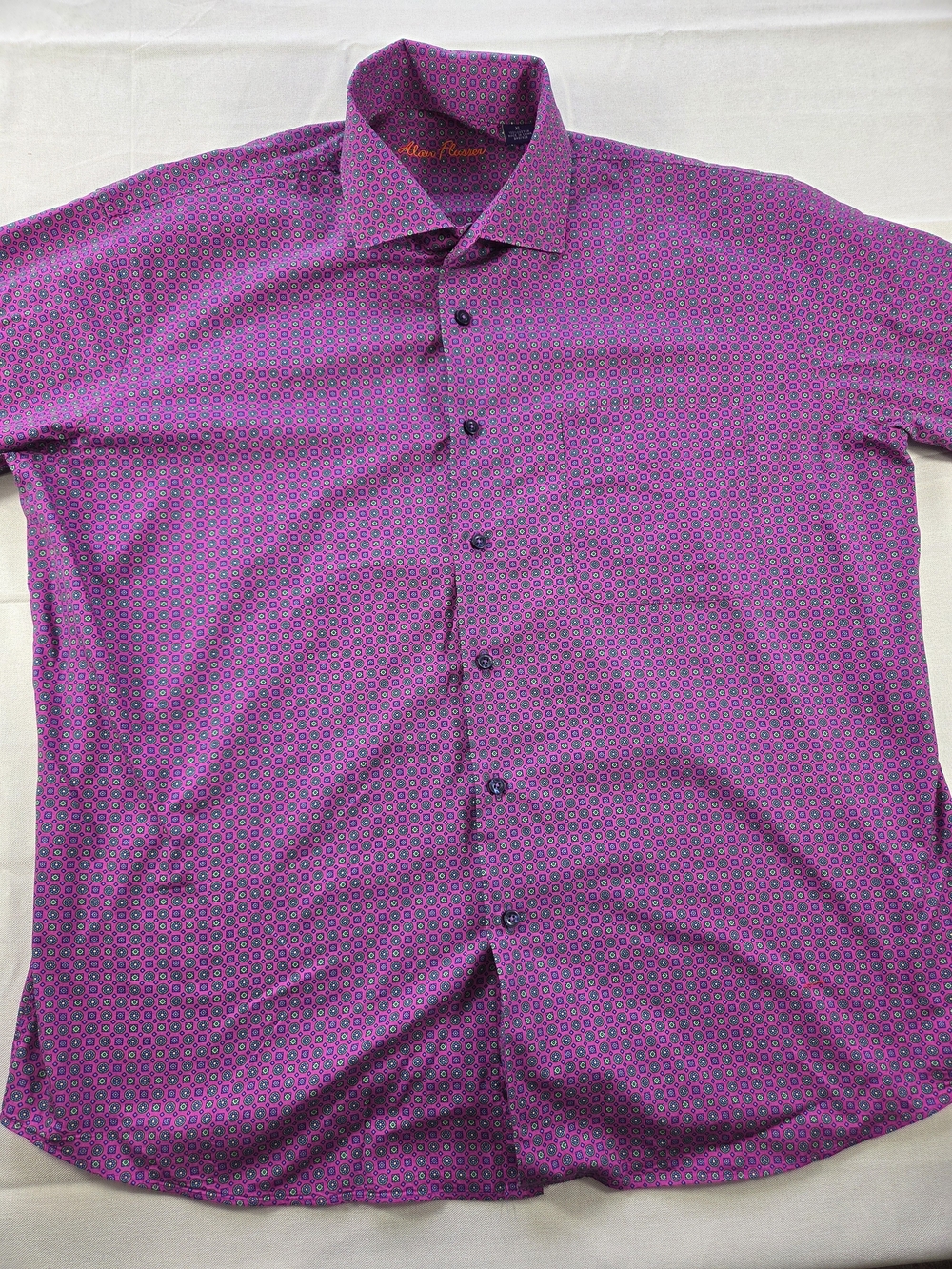 Alan Flusser Purple Geometric Dress Shirt